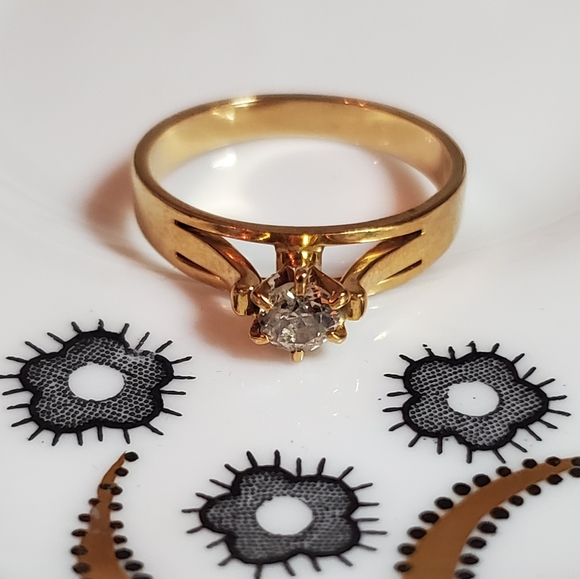 Vintage 18k diamond solitaire ring - Picture 3 of 12